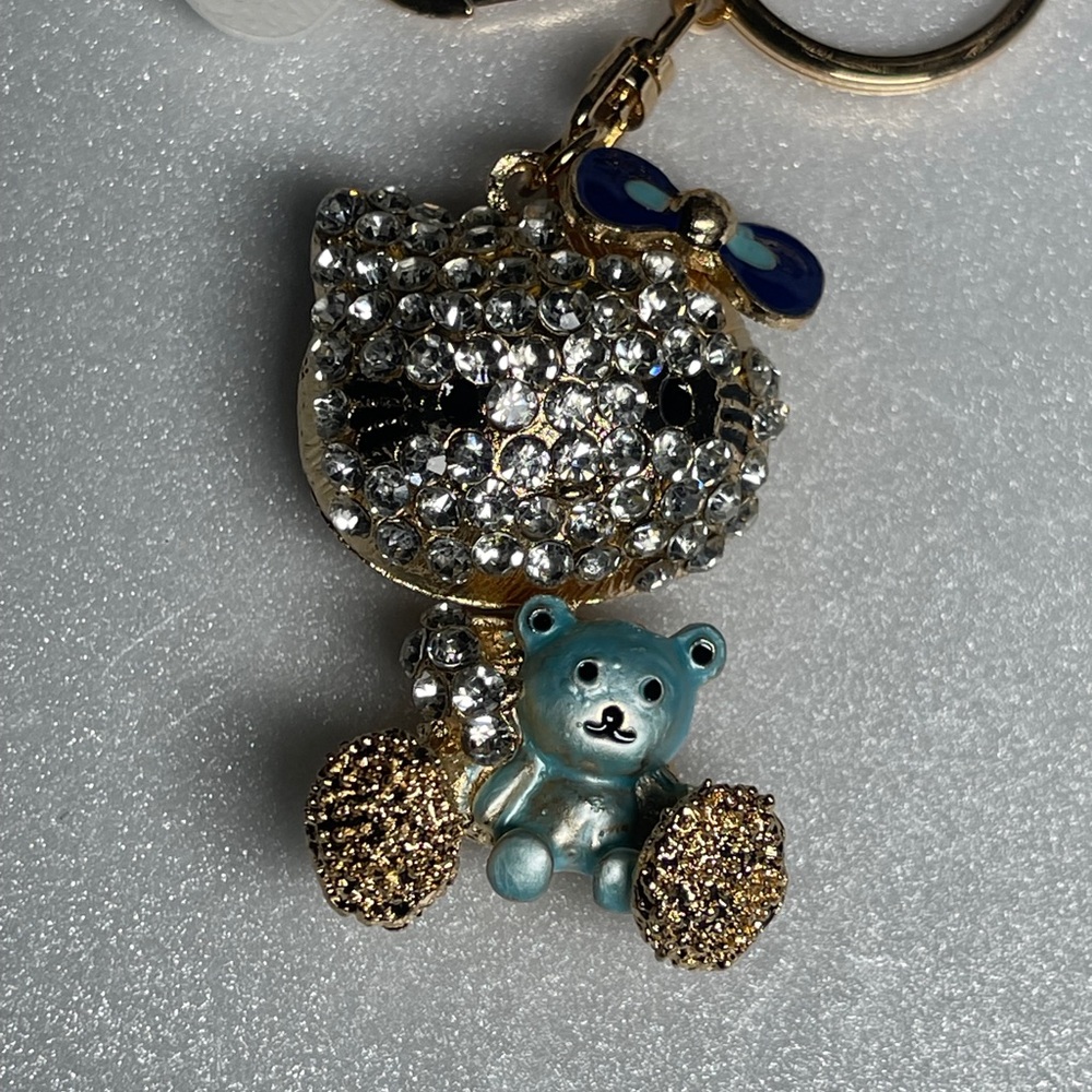 Sparkling Bear Keychain with Gold and Silver Accents